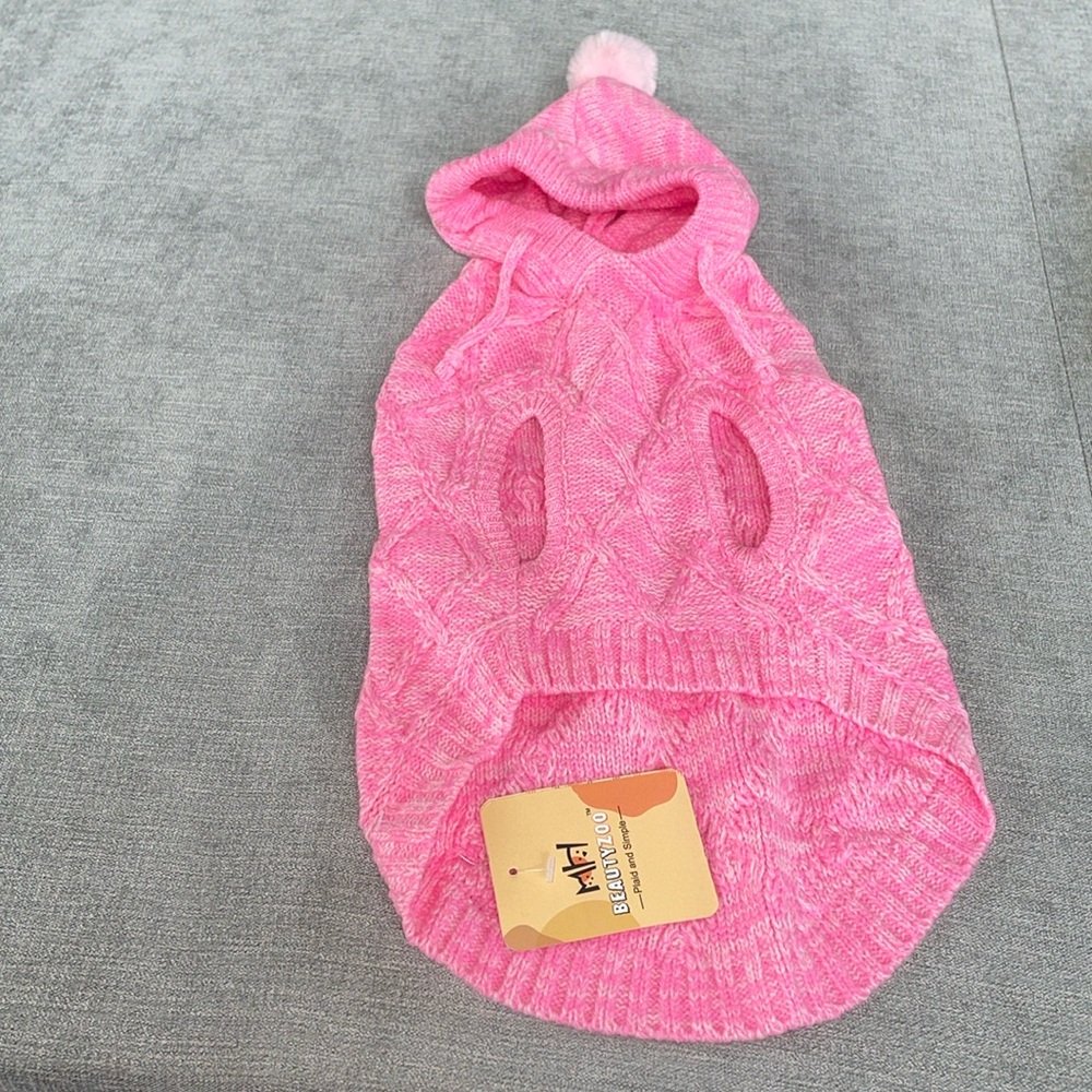 Light Pink Dog/Cat Hoodie With Puffball